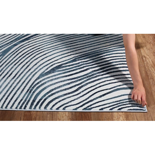 Ebern Designs Dipesh Abstract Area Rug in Blue/White & Reviews Wayfair